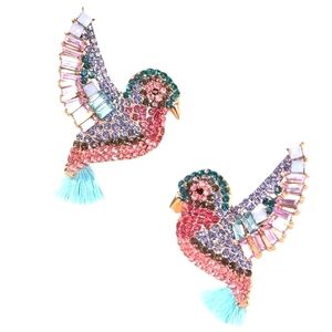 NEW! Gold Plated Dove Colorful Crystals Multi-color Post Earrings